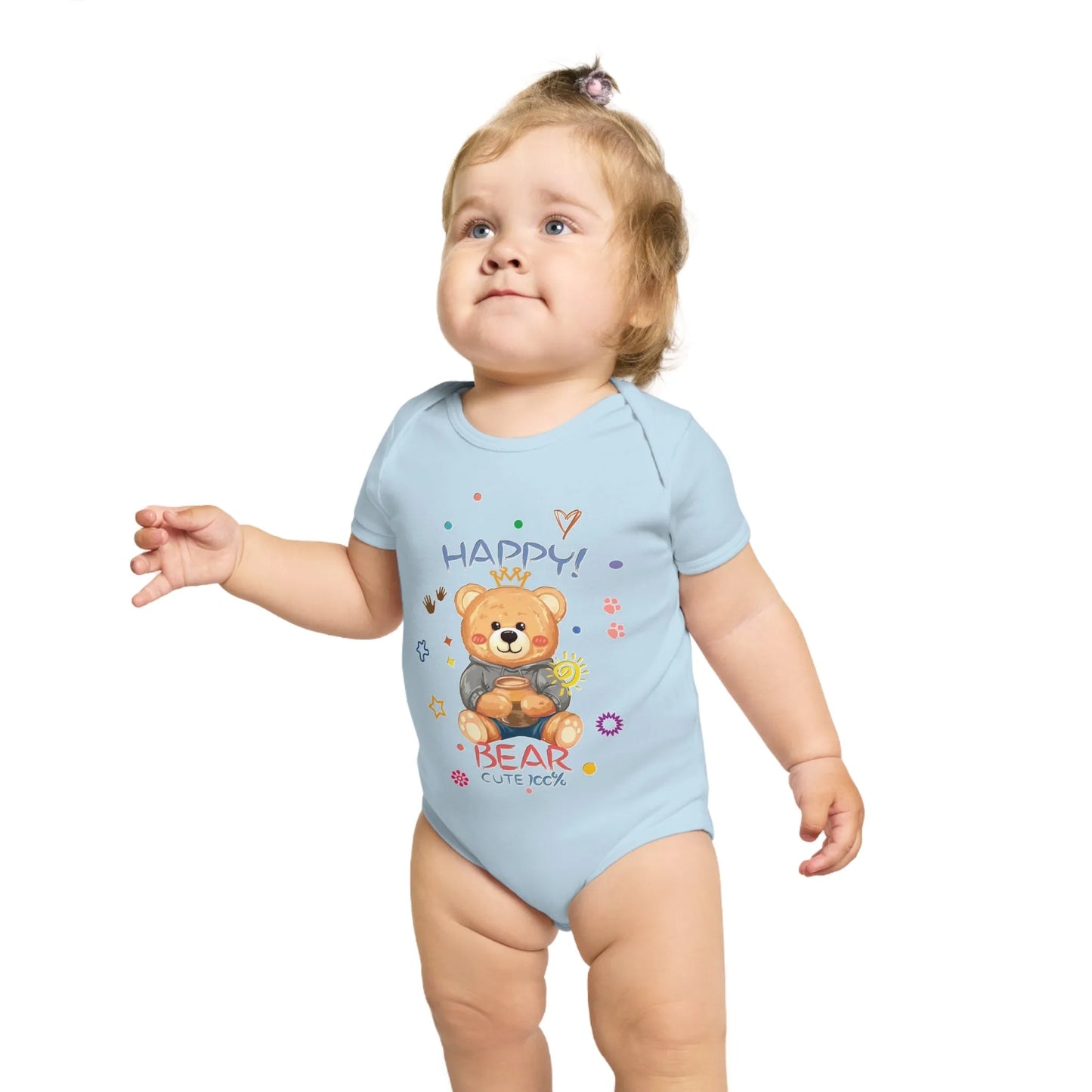 Cute Teddy Bear Short Sleeve Baby Bodysuit - Vkamian