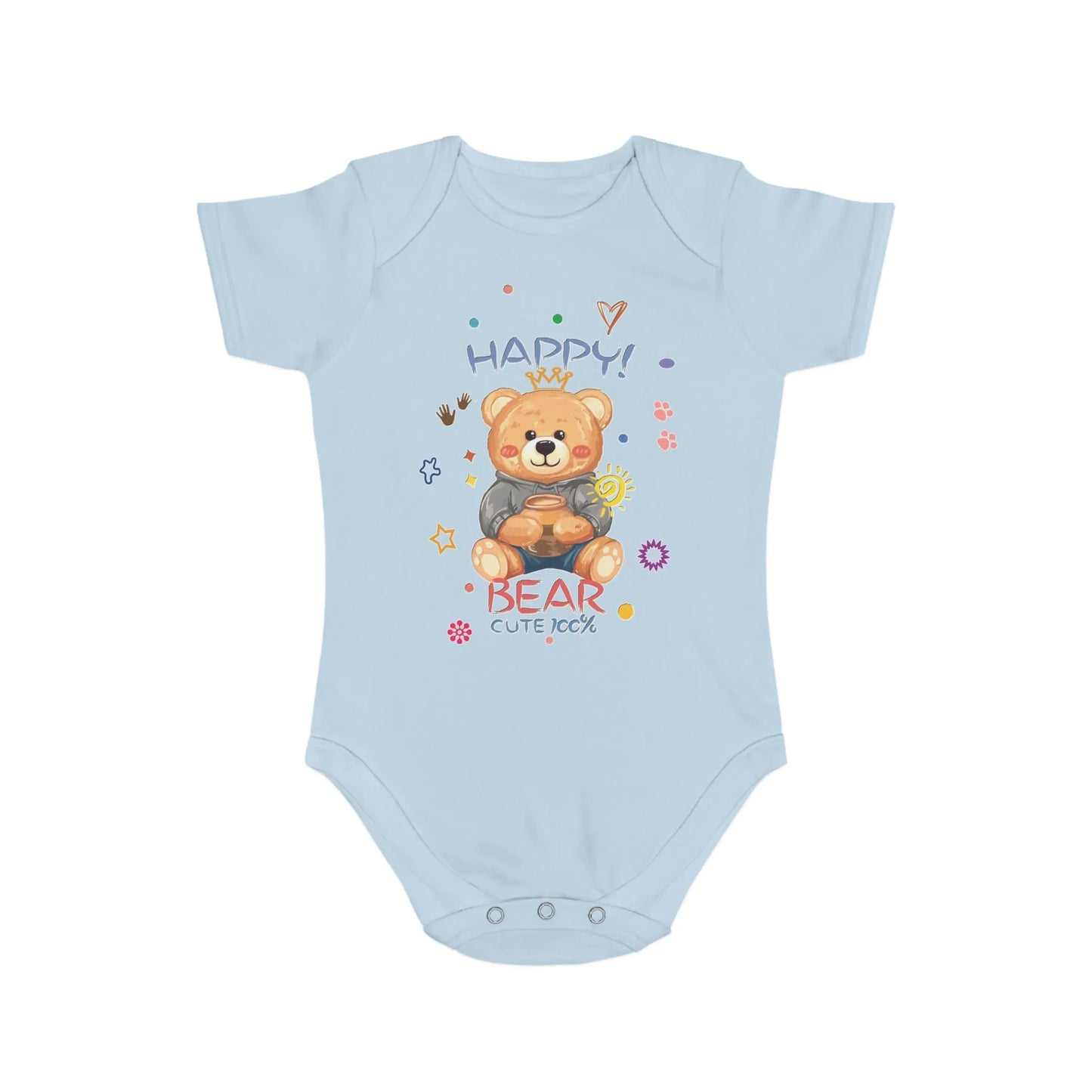 Cute Teddy Bear Short Sleeve Baby Bodysuit - Vkamian