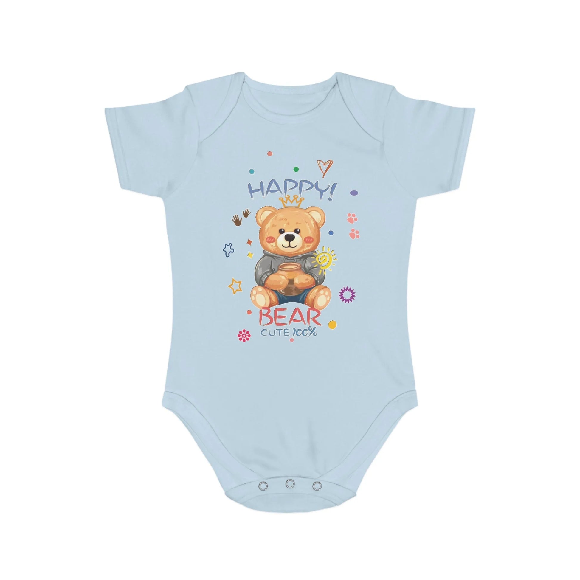 Cute Teddy Bear Short Sleeve Baby Bodysuit - Vkamian