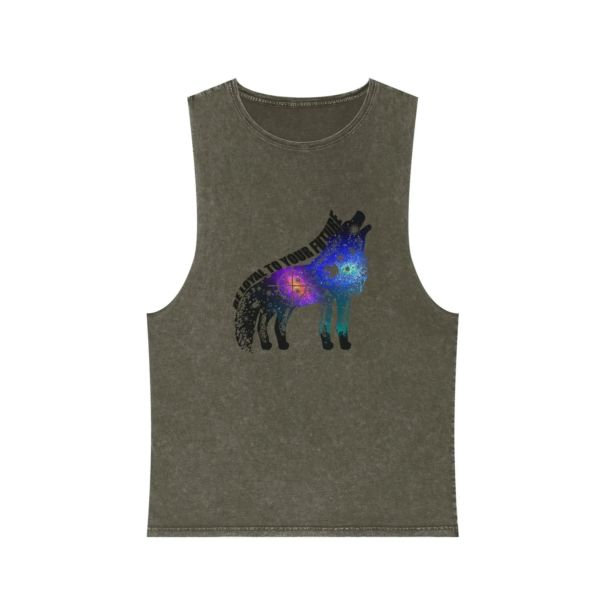 Aesthetic Galaxy Wolf Unisex Stonewash Tank Top - Vkamian