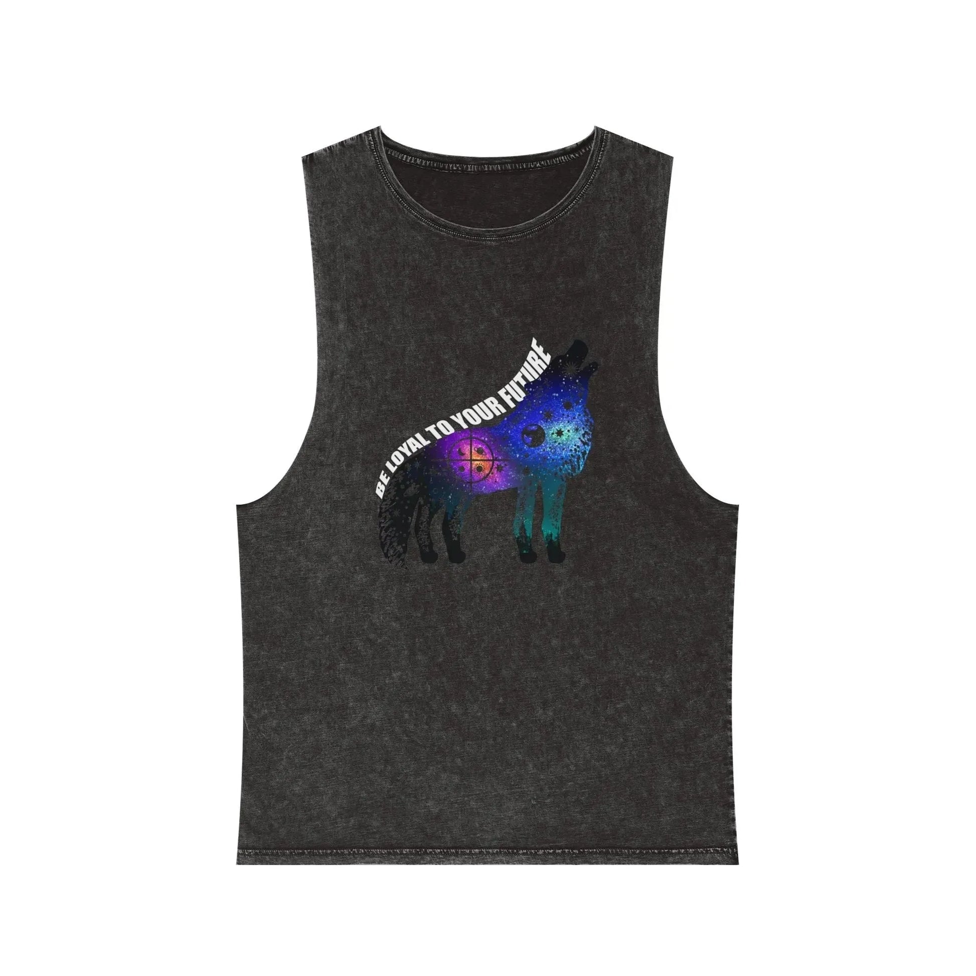 Aesthetic Galaxy Wolf Unisex Stonewash Tank Top - Vkamian