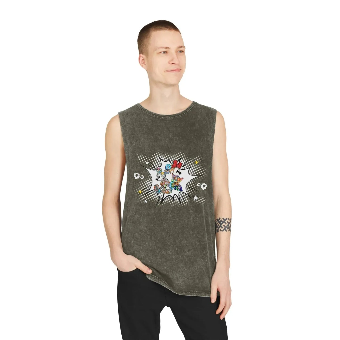 Boom Comic Mickey Minnie Unisex Stonewash Tank Top - Vkamian