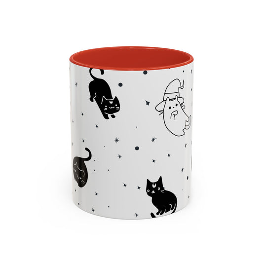 Black Cat With Witch Hat Accent Coffee Mug (11, 15oz) | VKamian Cartoon