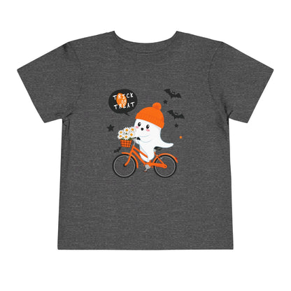 Cute Ghost Bycicle Riding Toddler Short Sleeve Tee | Vkamian