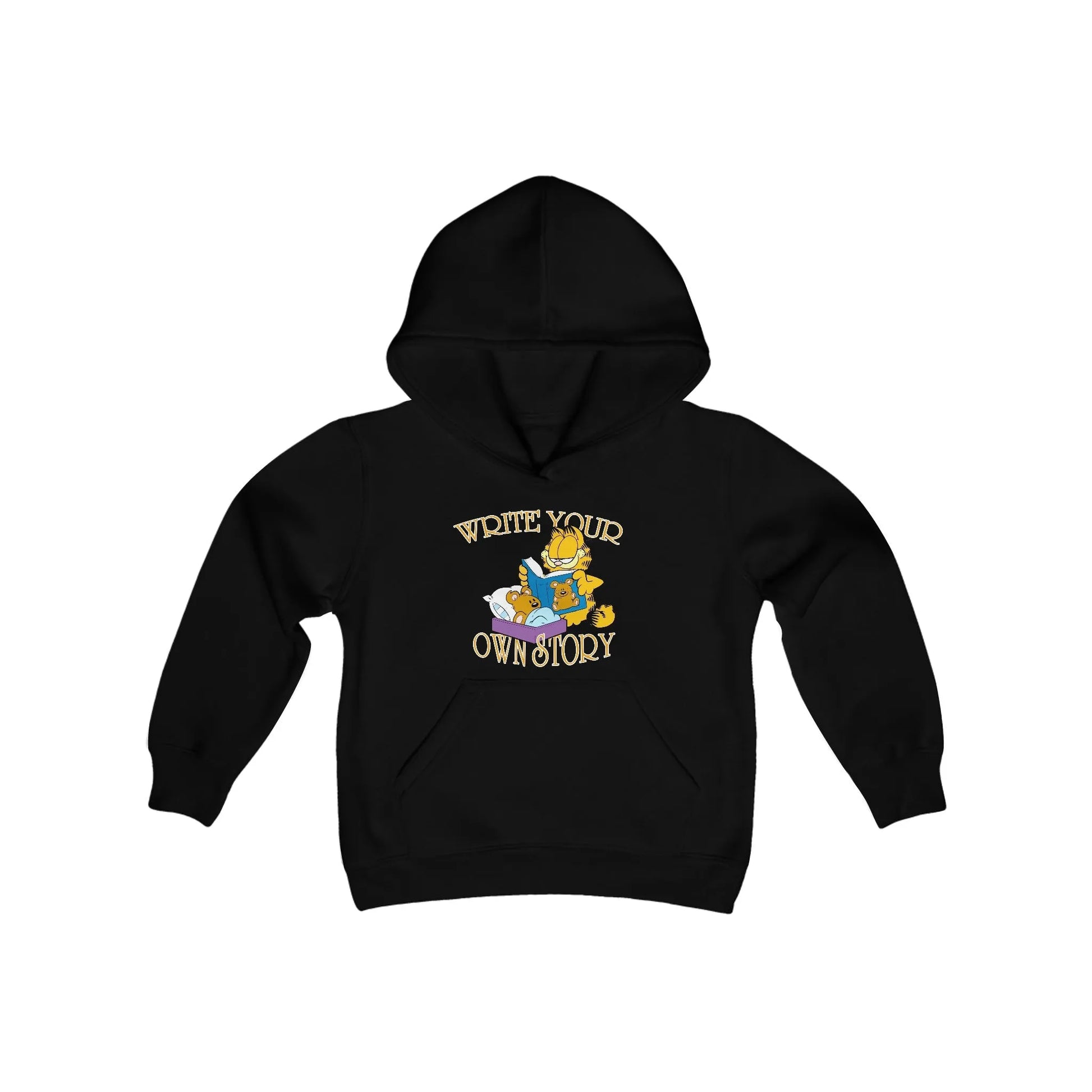 Funny Garfield Write Story Youth Heavy Blend Hooded Sweatshirt - Vkamian