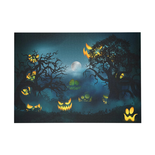 Glowing face pumpkin halloween Puzzle 1000-Piece | VKamian