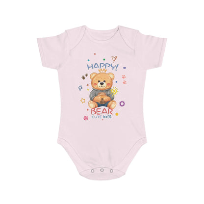 Cute Teddy Bear Short Sleeve Baby Bodysuit - Vkamian