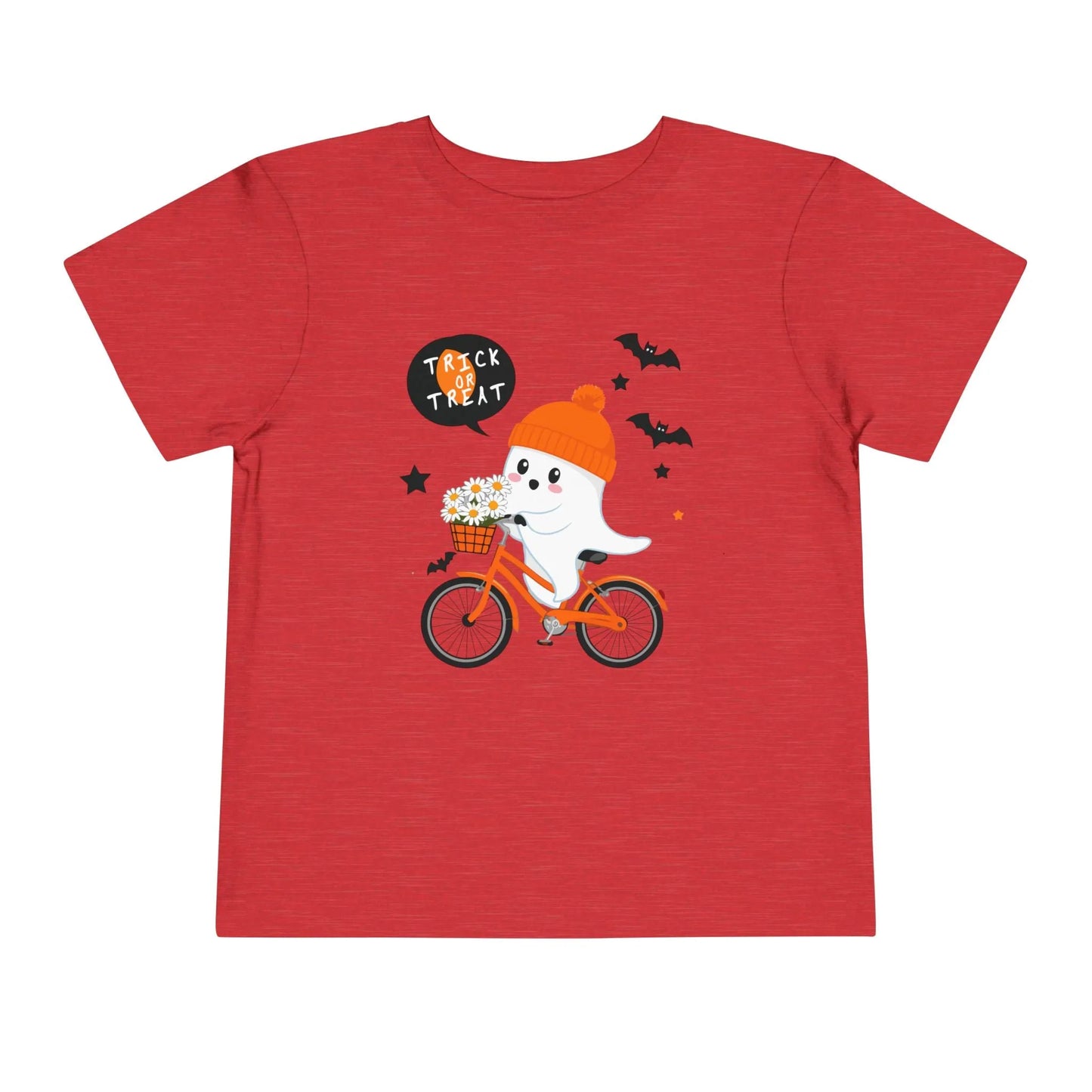 Cute Ghost Bycicle Riding Toddler Short Sleeve Tee | Vkamian