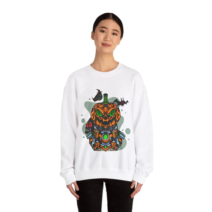 Amazing Robot Pumpkin Unisex Heavy Blend™ Crewneck Sweatshirt | Vkamian Sport