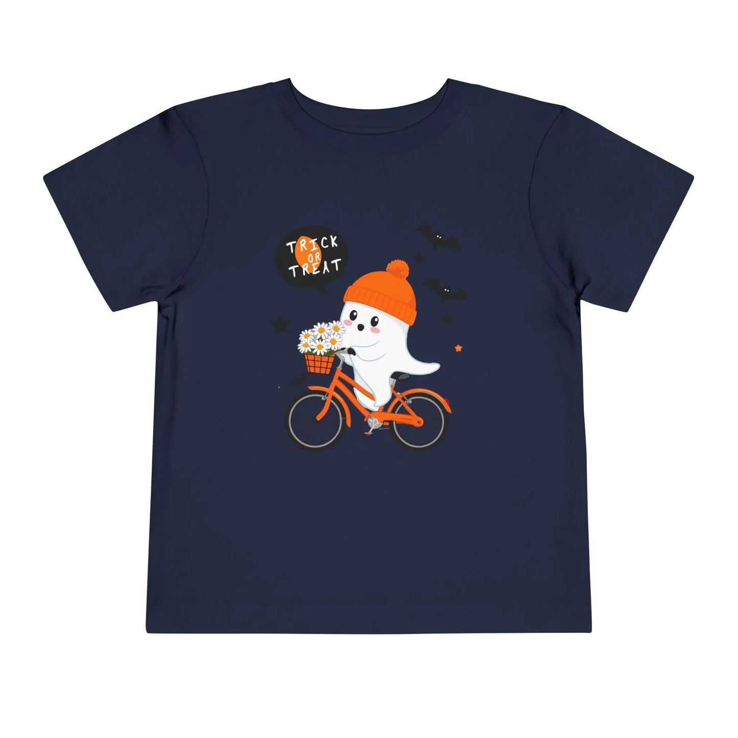 Cute Ghost Bycicle Riding Toddler Short Sleeve Tee | Vkamian