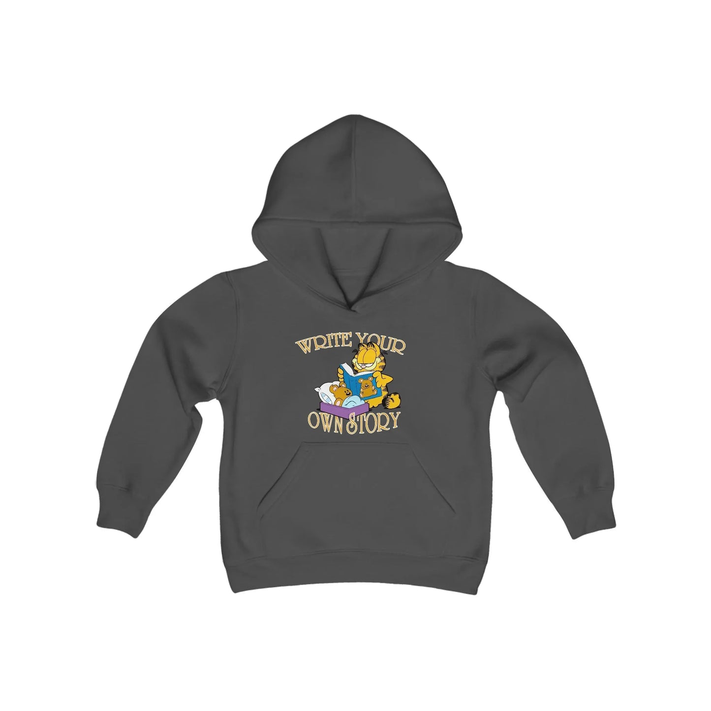 Funny Garfield Write Story Youth Heavy Blend Hooded Sweatshirt - Vkamian