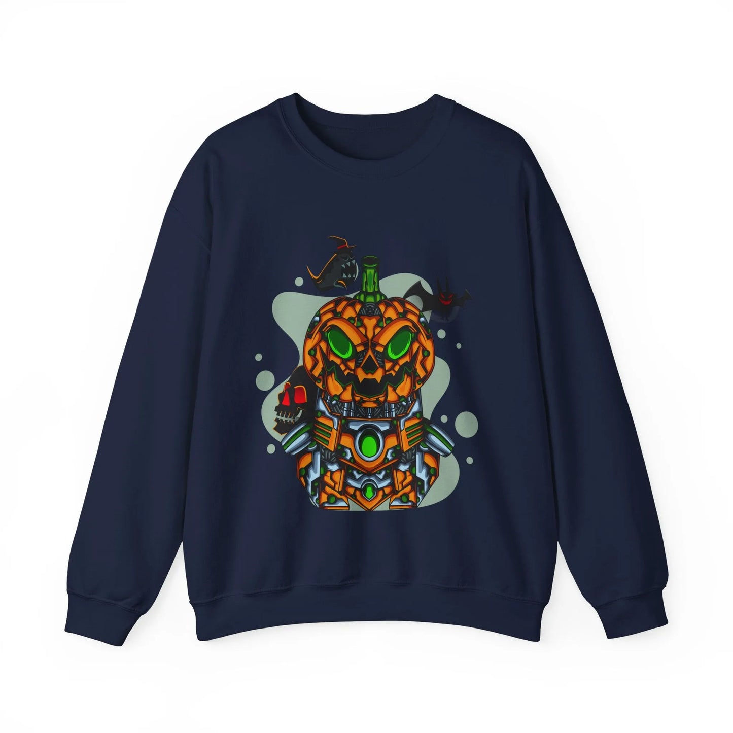 Amazing Robot Pumpkin Unisex Heavy Blend™ Crewneck Sweatshirt | Vkamian Sport