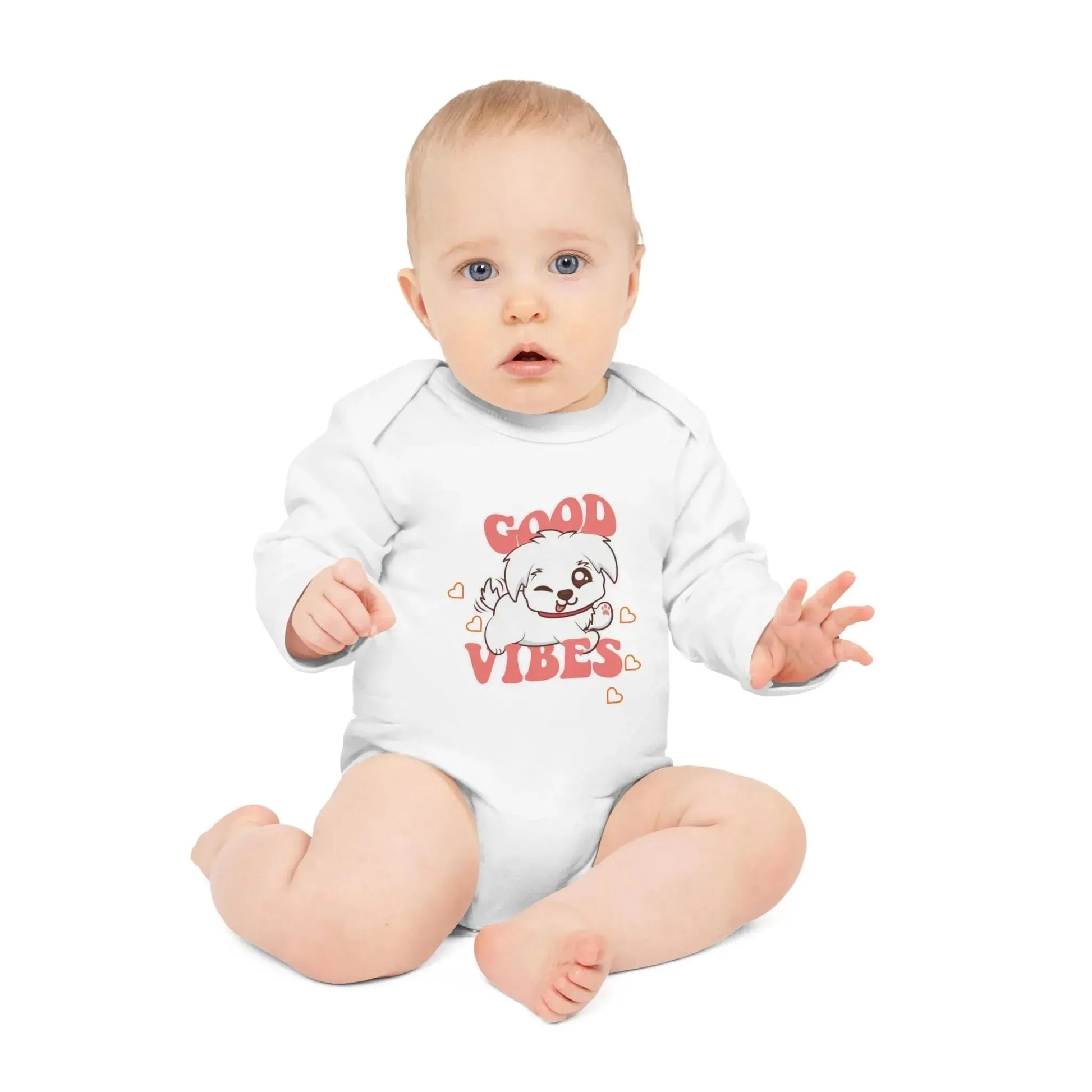 Good Vibes Baby Long-Sleeve Organic Bodysuit - Vkamian