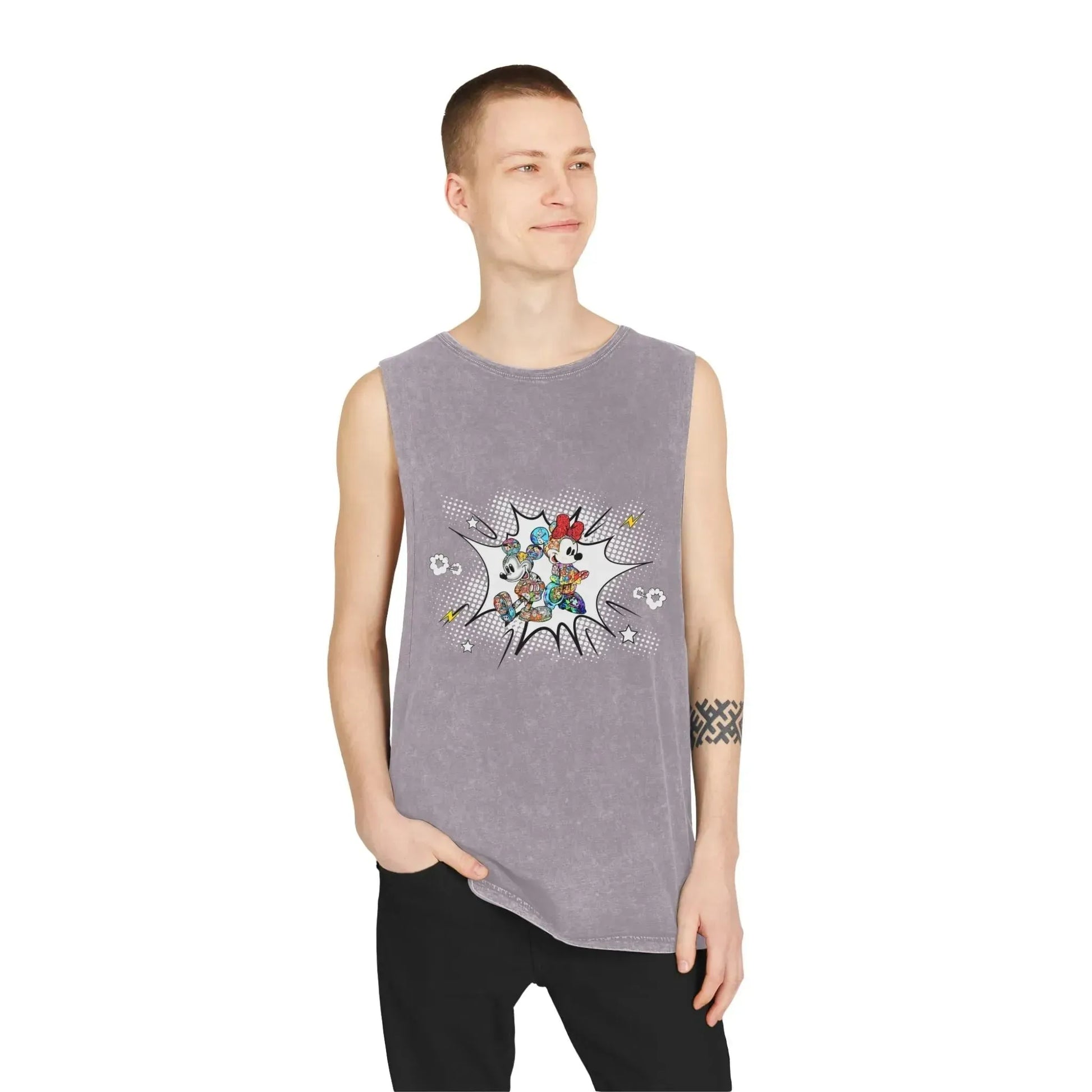 Boom Comic Mickey Minnie Unisex Stonewash Tank Top - Vkamian