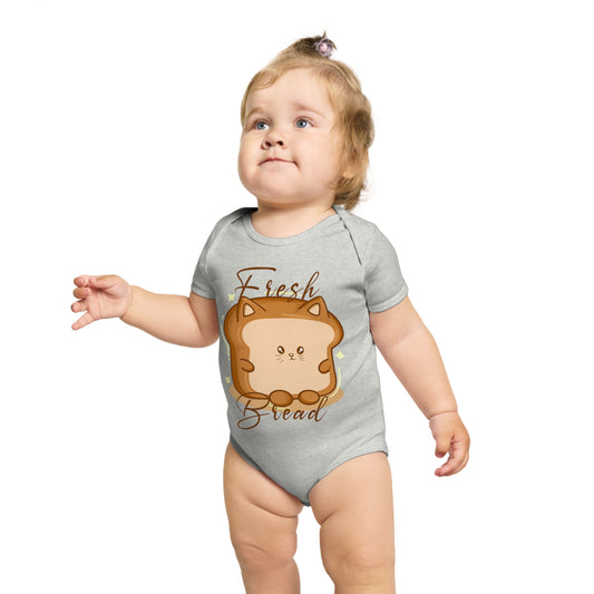 Cute Fresh Bread Short Sleeve Baby Bodysuit | Organic Cotton Onesie