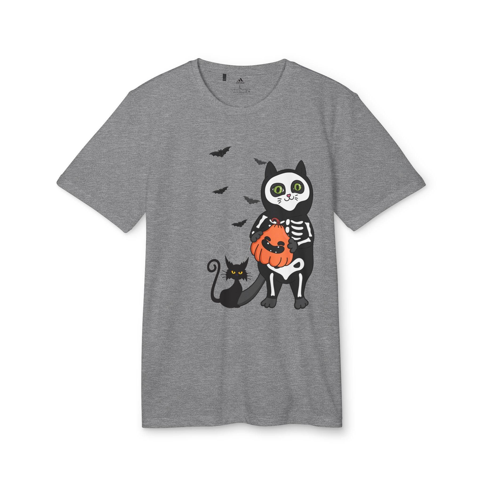 Funny Spooky Cat Adidas Unisex Sport T shirt