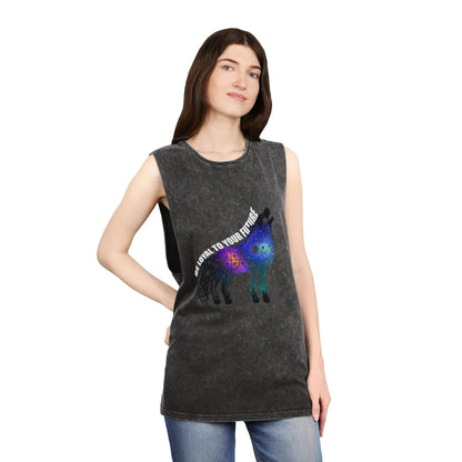 Aesthetic Galaxy Wolf Unisex Stonewash Tank Top - Vkamian