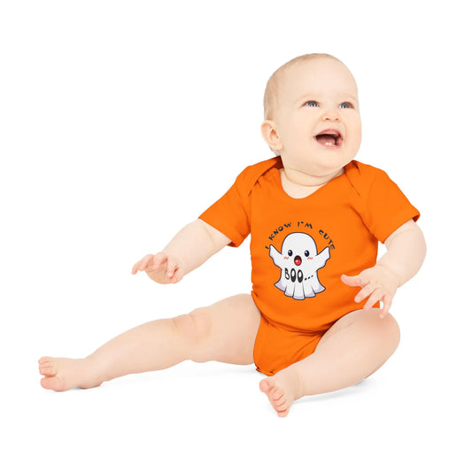 Little Cute Ghost Baby Organic Short Sleeve Bodysuit | Newborn Clothing