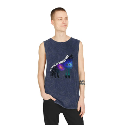 Aesthetic Galaxy Wolf Unisex Stonewash Tank Top - Vkamian