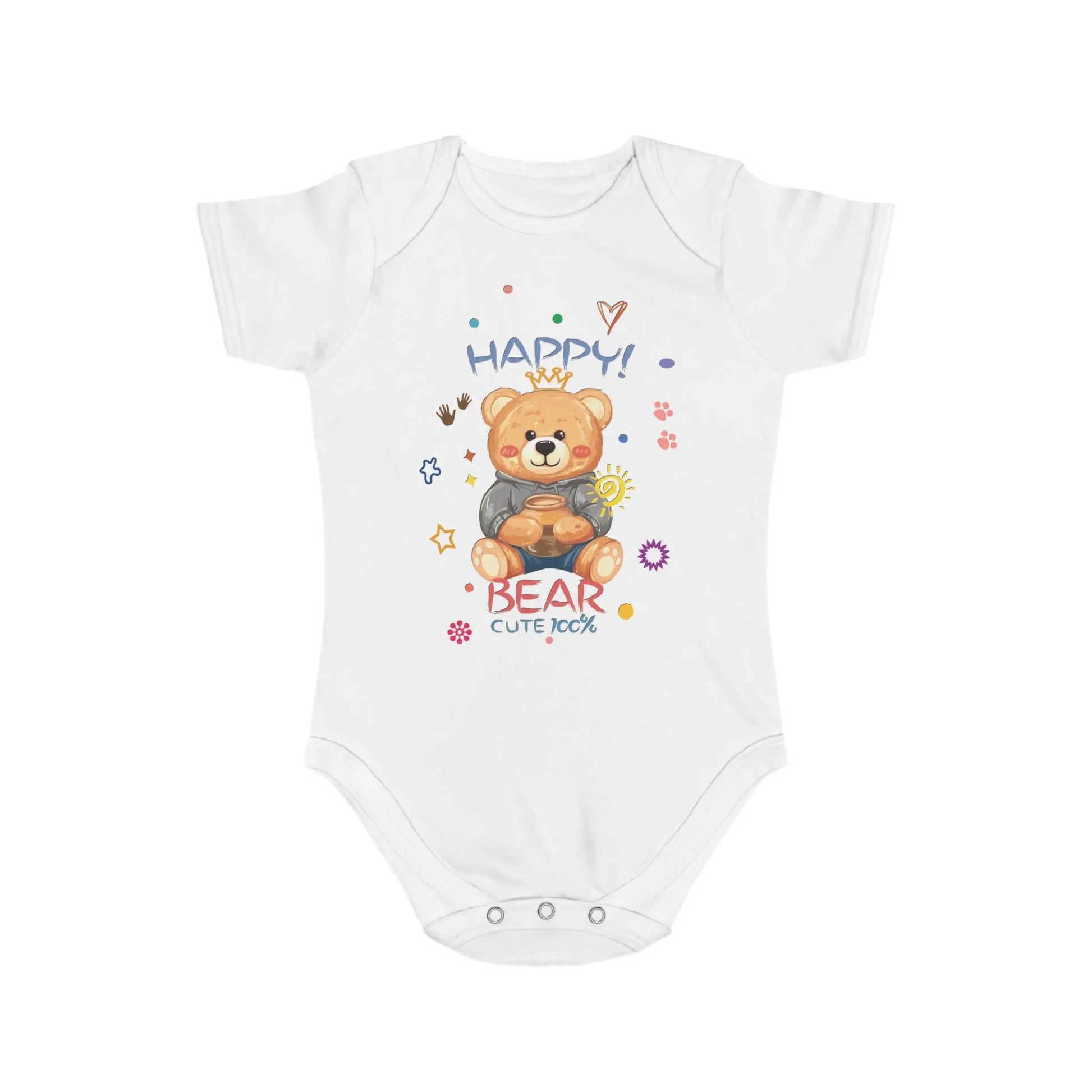 Cute Teddy Bear Short Sleeve Baby Bodysuit - Vkamian