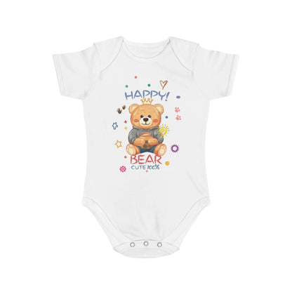 Cute Teddy Bear Short Sleeve Baby Bodysuit - Vkamian