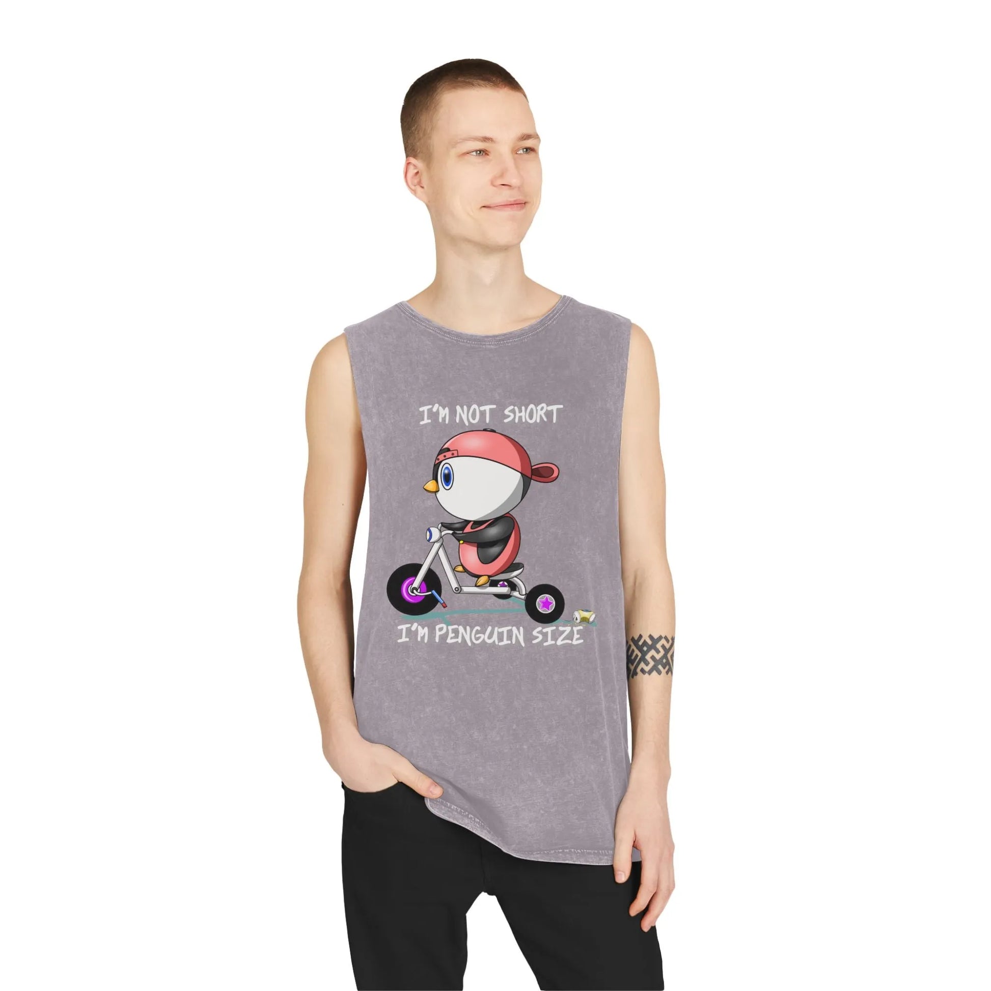 Funny Penguin Unisex Stonewash Tank Top - Vkamian