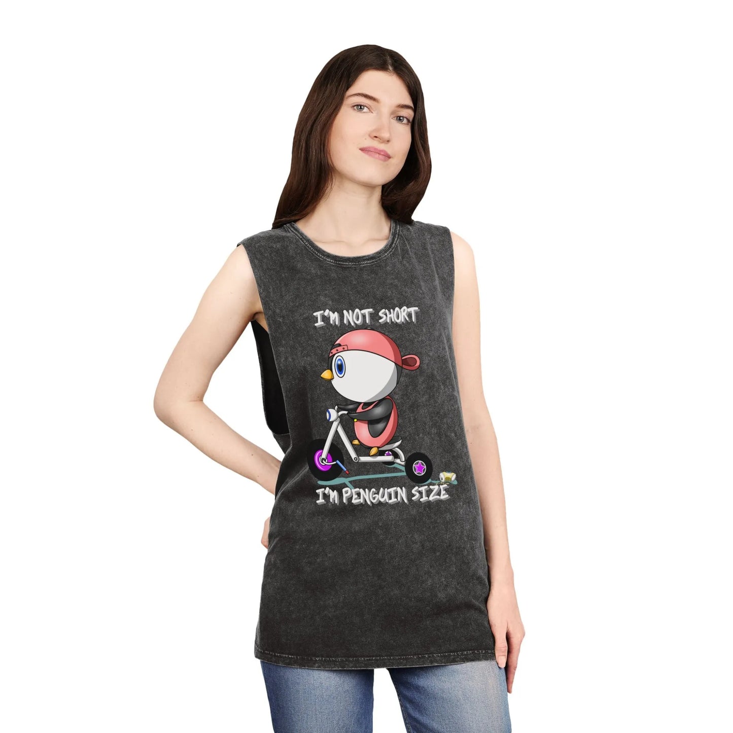 Funny Penguin Unisex Stonewash Tank Top - Vkamian