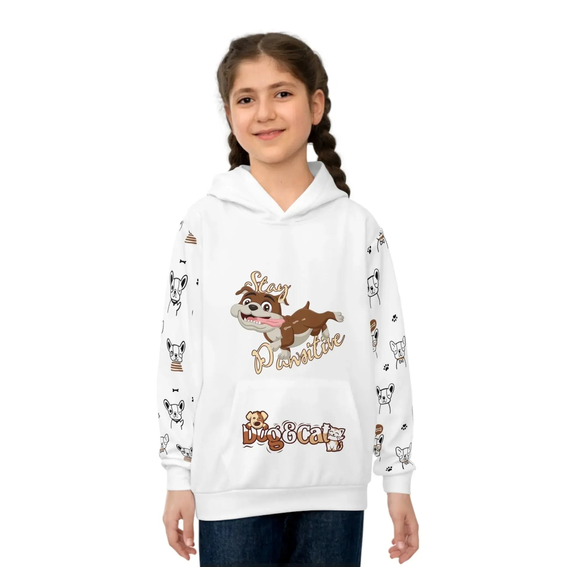 Dog And Cat Children's Hoodie (AOP) - Vkamian