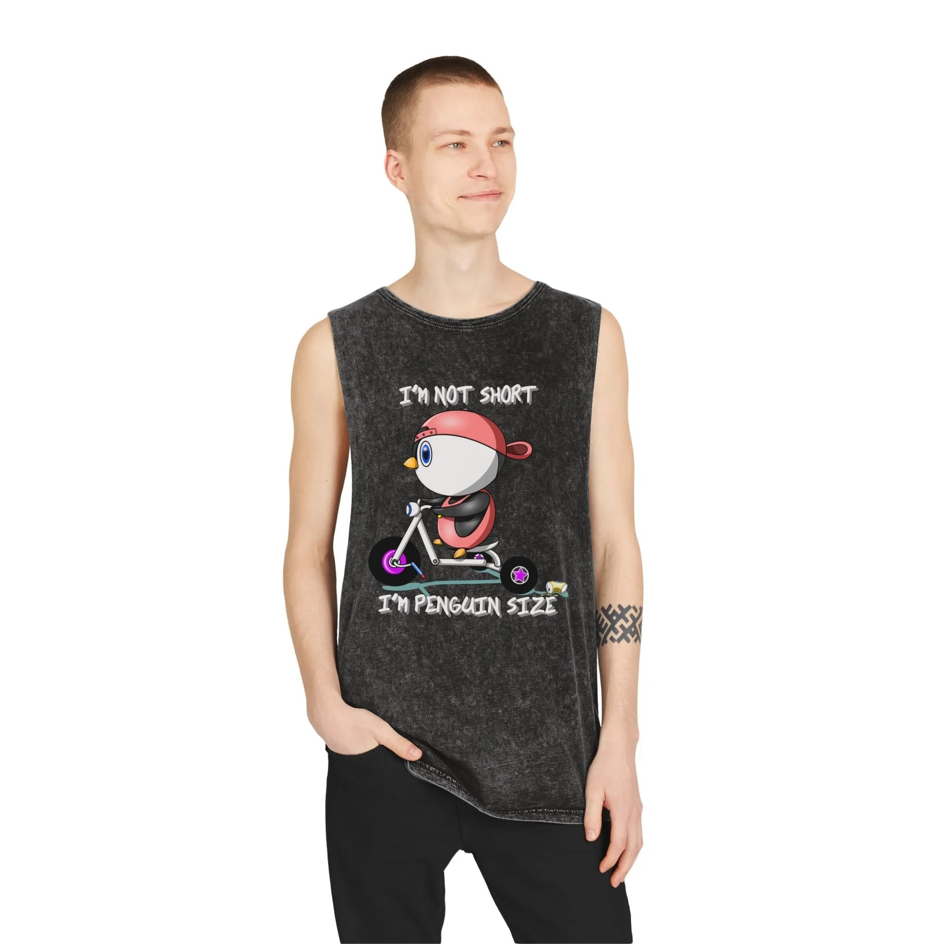 Funny Penguin Unisex Stonewash Tank Top - Vkamian