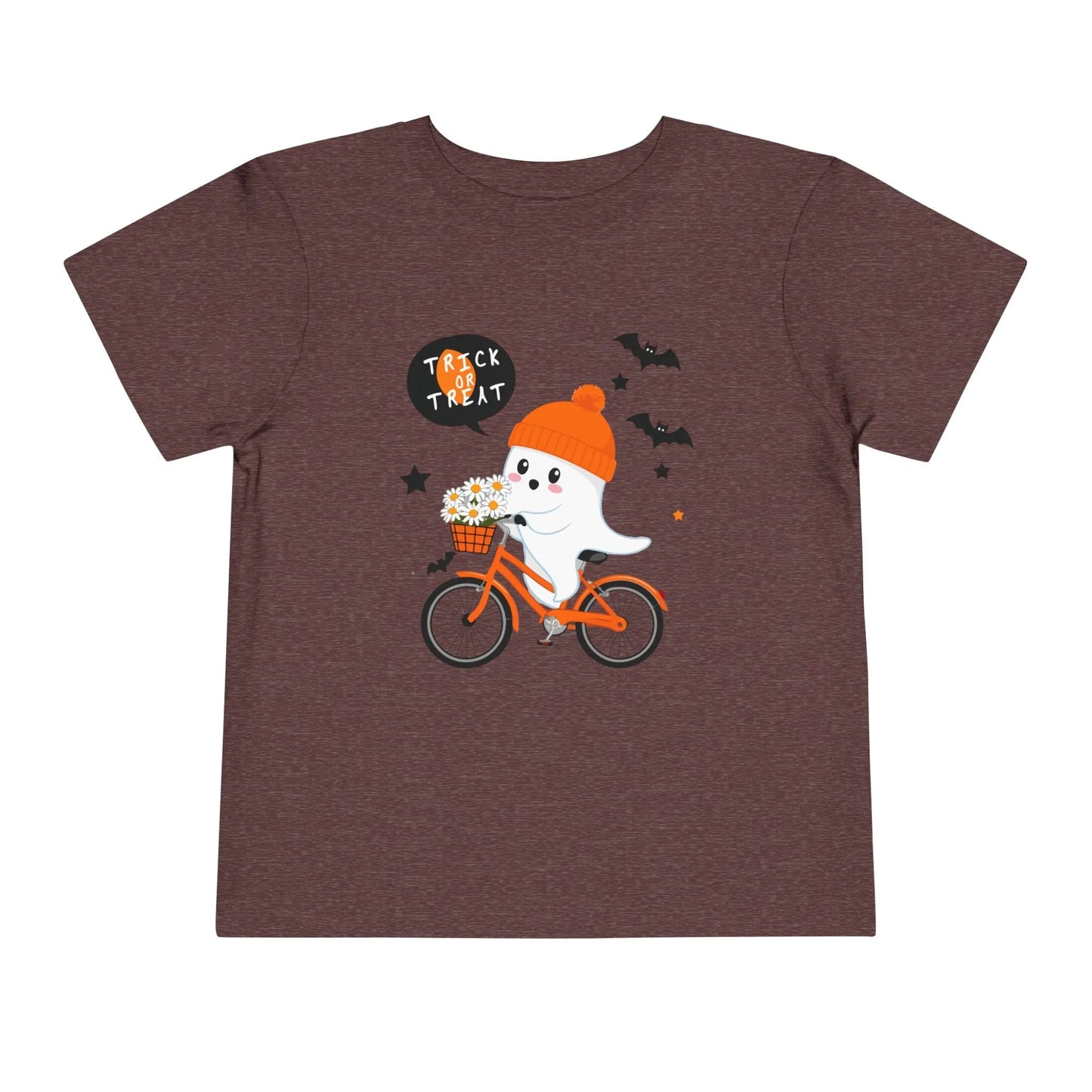 Cute Ghost Bycicle Riding Toddler Short Sleeve Tee | Vkamian