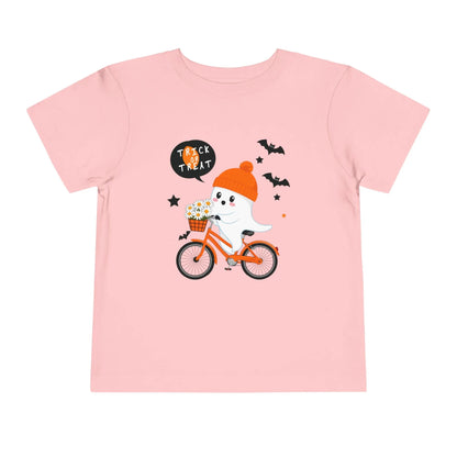 Cute Ghost Bycicle Riding Toddler Short Sleeve Tee | Vkamian