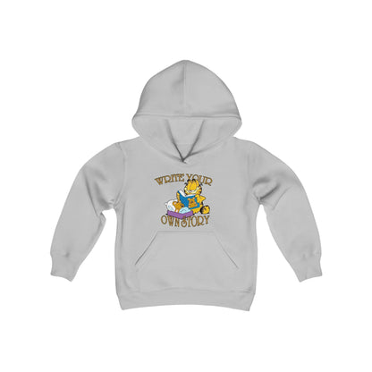 Funny Garfield Write Story Youth Heavy Blend Hooded Sweatshirt - Vkamian