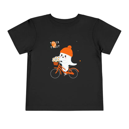 Cute Ghost Bycicle Riding Toddler Short Sleeve Tee | Vkamian