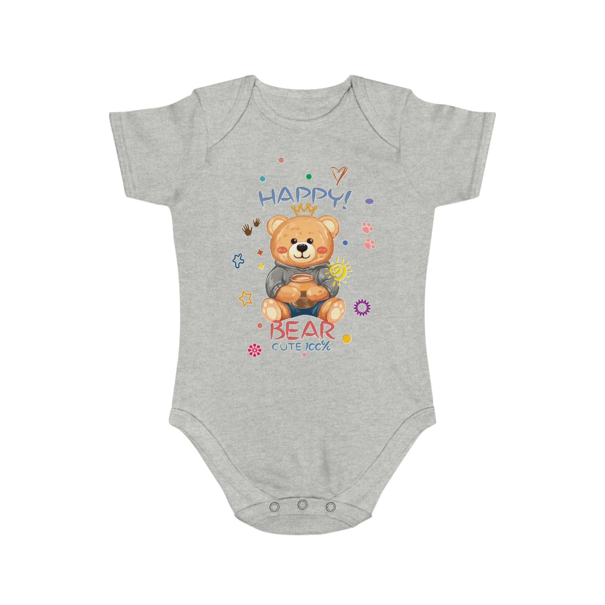 Cute Teddy Bear Short Sleeve Baby Bodysuit - Vkamian