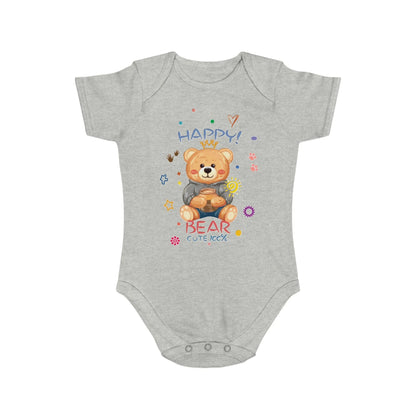 Cute Teddy Bear Short Sleeve Baby Bodysuit - Vkamian