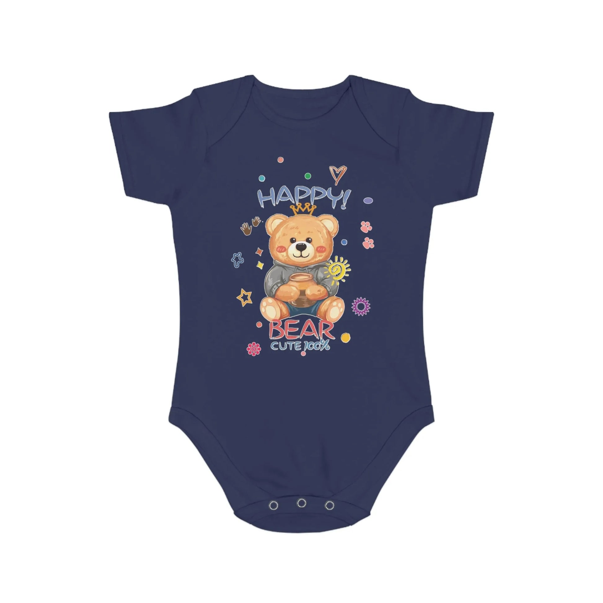 Cute Teddy Bear Short Sleeve Baby Bodysuit - Vkamian