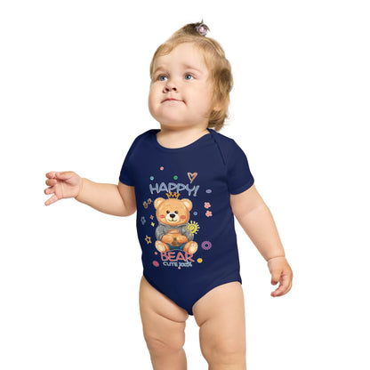 Cute Teddy Bear Short Sleeve Baby Bodysuit - Vkamian