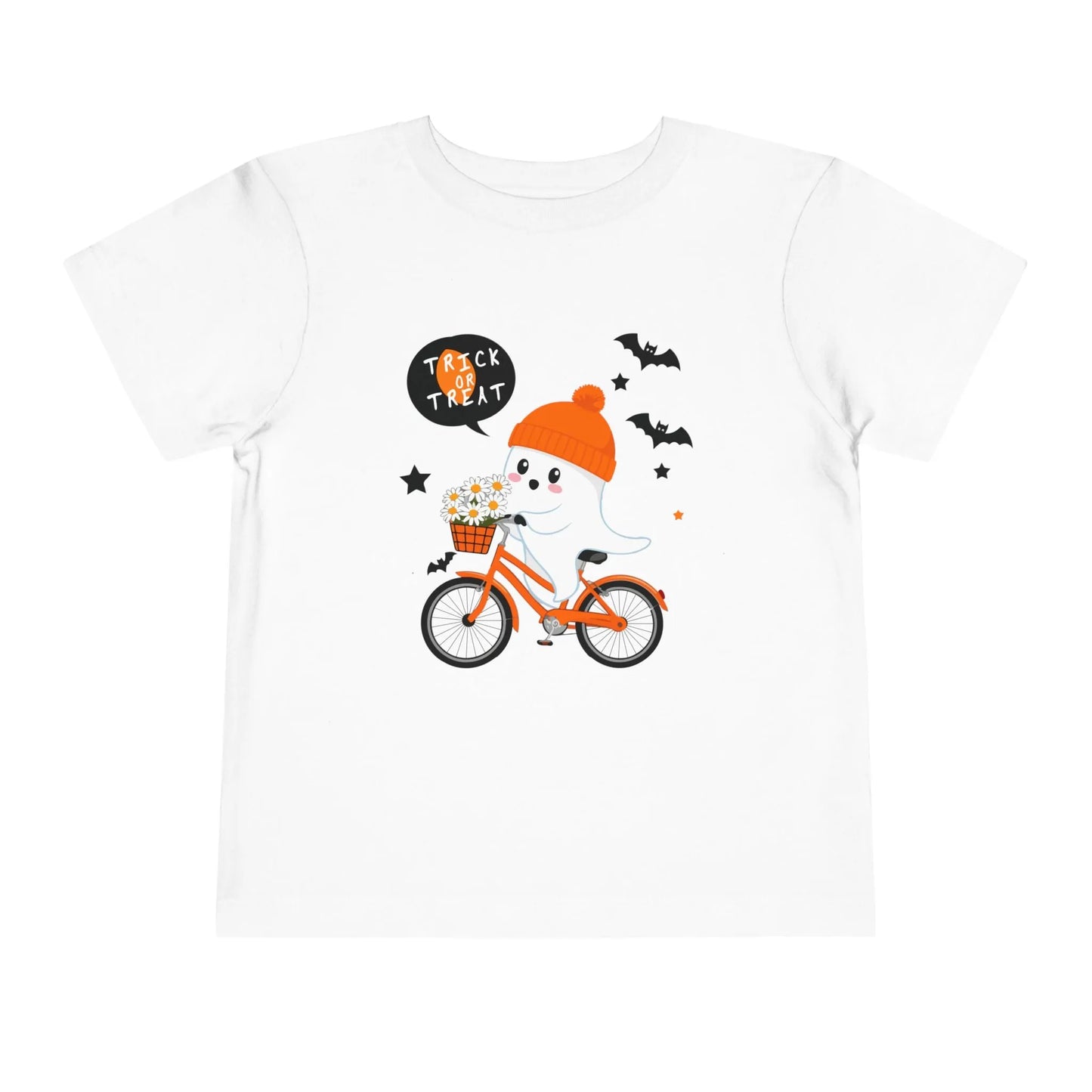 Cute Ghost Bycicle Riding Toddler Short Sleeve Tee | Vkamian