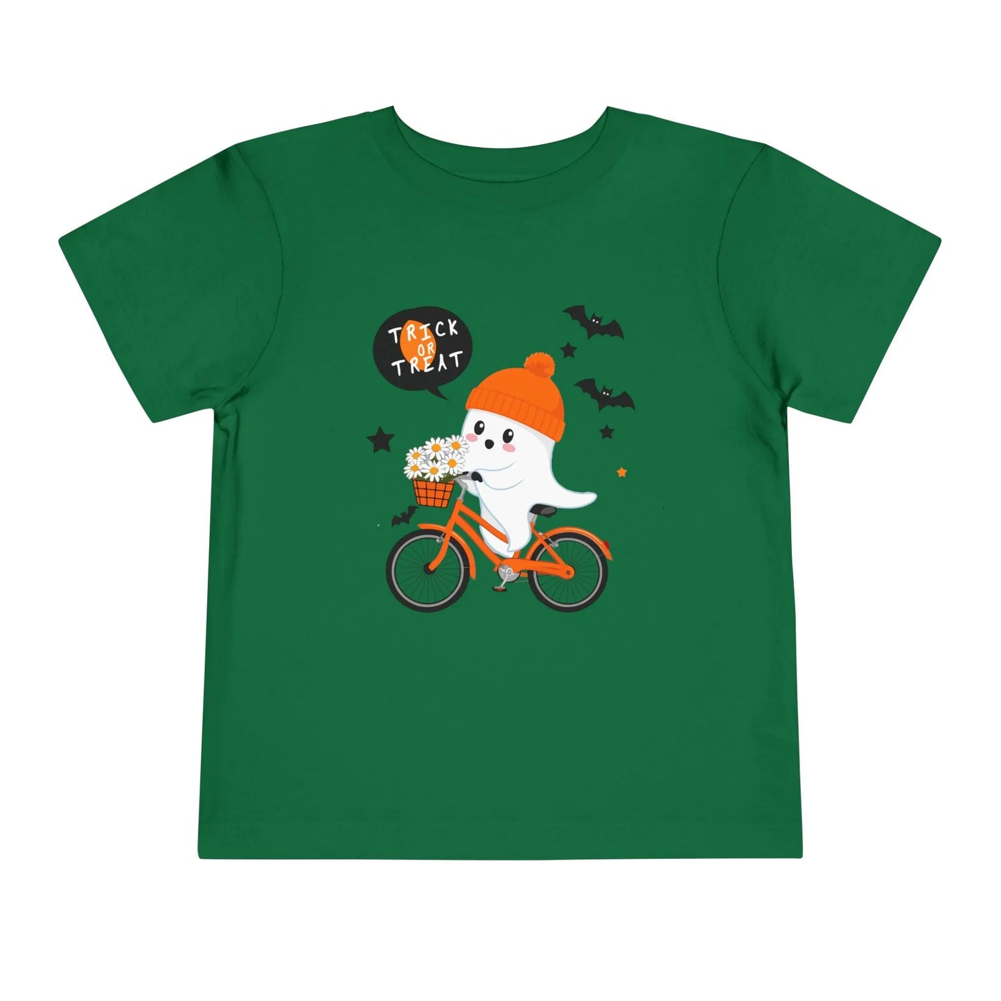 Cute Ghost Bycicle Riding Toddler Short Sleeve Tee | Vkamian