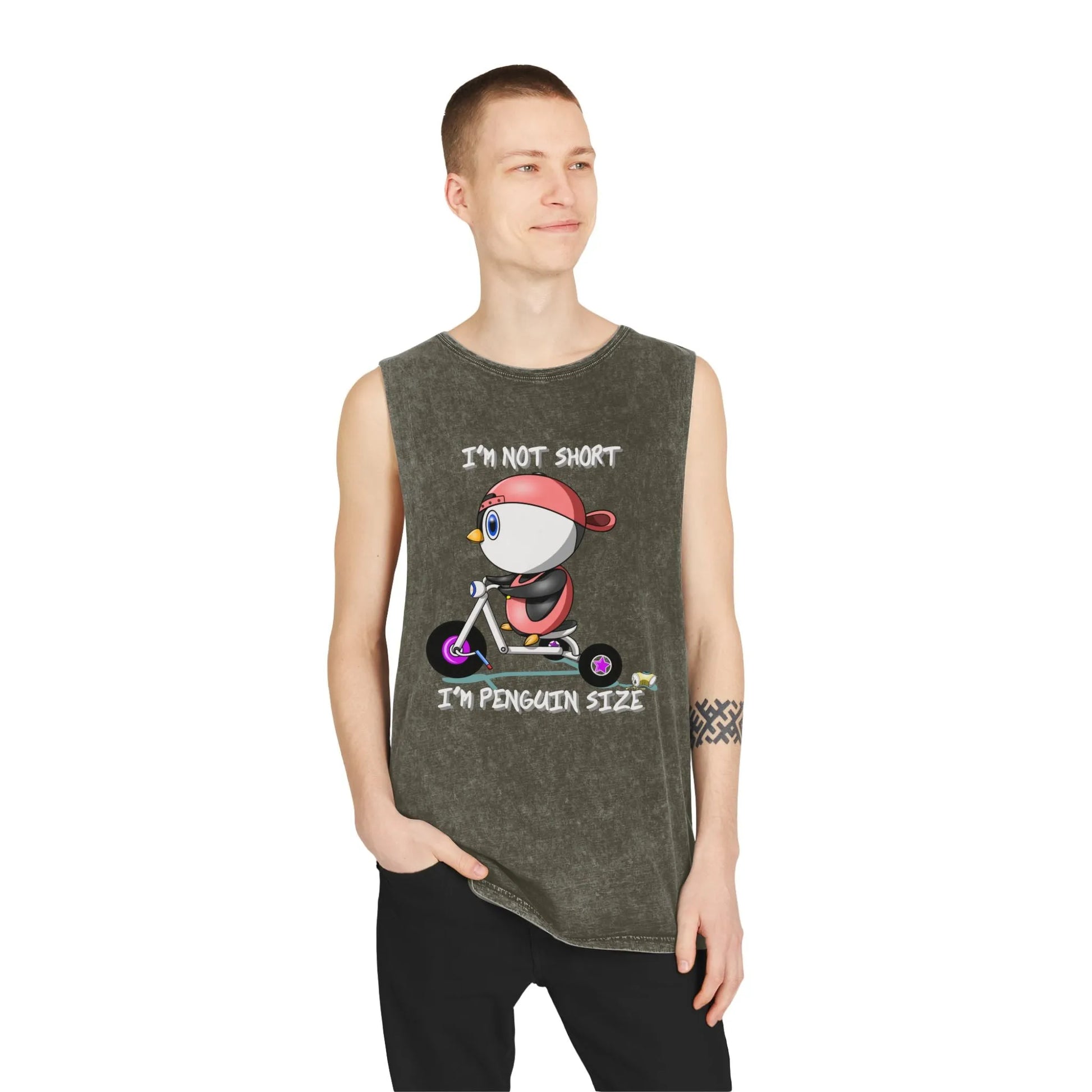 Funny Penguin Unisex Stonewash Tank Top - Vkamian