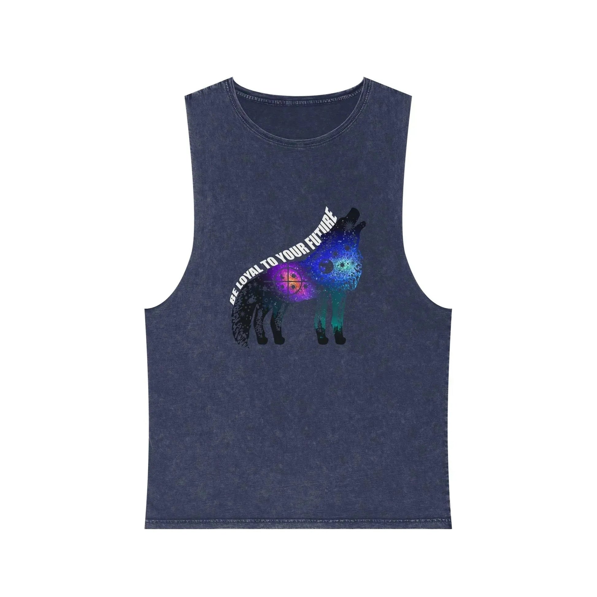 Aesthetic Galaxy Wolf Unisex Stonewash Tank Top - Vkamian