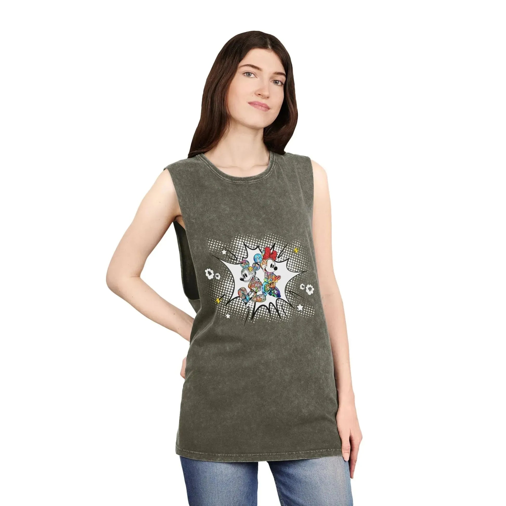 Boom Comic Mickey Minnie Unisex Stonewash Tank Top - Vkamian