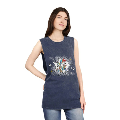 Boom Comic Mickey Minnie Unisex Stonewash Tank Top - Vkamian