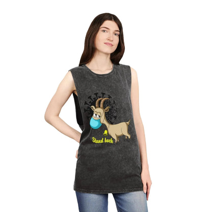 Funny Goat With Mask Unisex Stonewash Tank Top - Vkamian