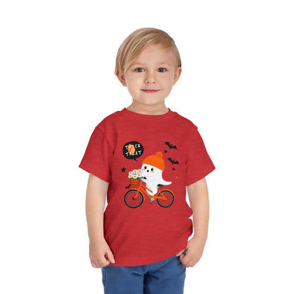 Cute Ghost Bycicle Riding Toddler Short Sleeve Tee | Vkamian