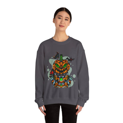 Amazing Robot Pumpkin Unisex Heavy Blend™ Crewneck Sweatshirt | Vkamian Sport