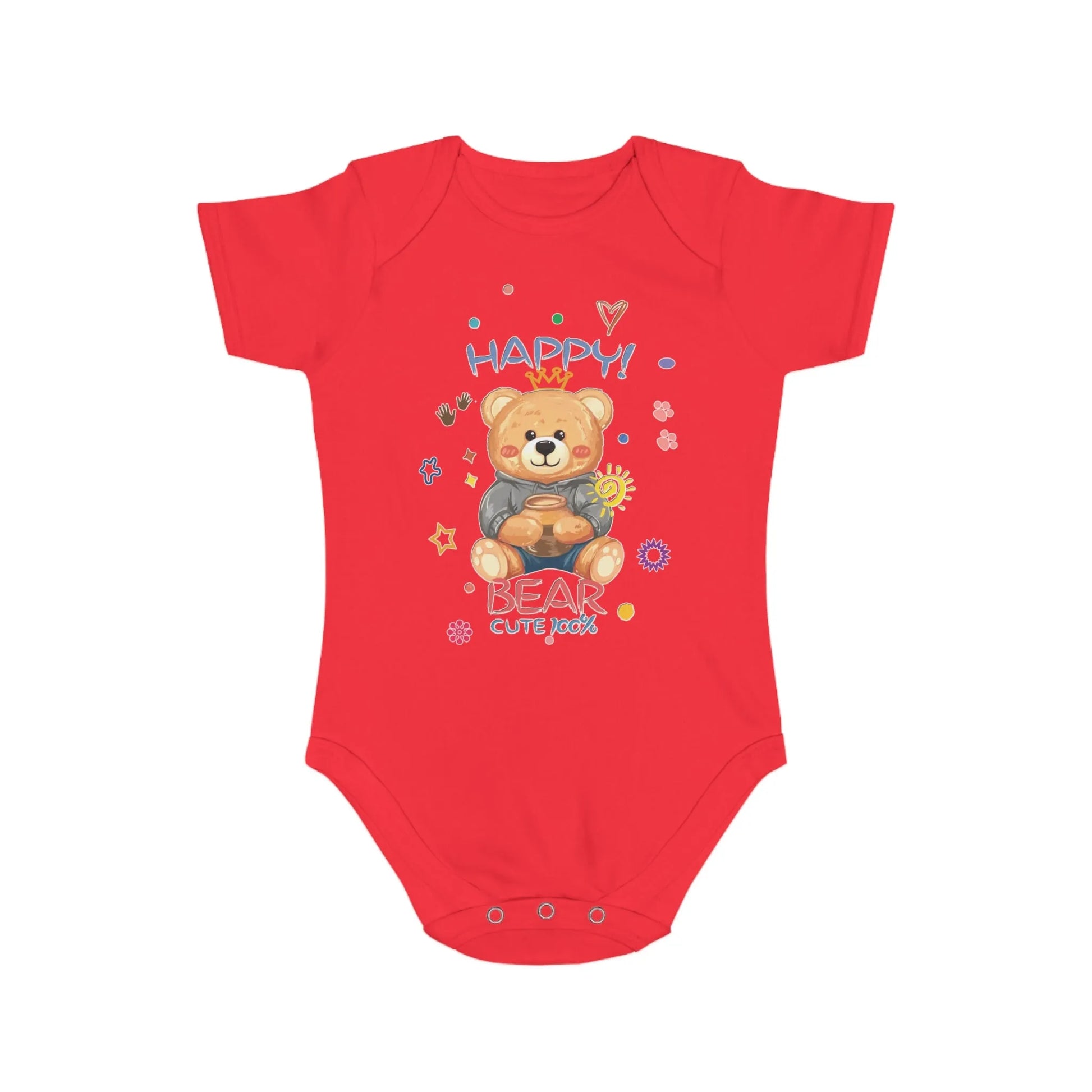 Cute Teddy Bear Short Sleeve Baby Bodysuit - Vkamian