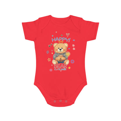 Cute Teddy Bear Short Sleeve Baby Bodysuit - Vkamian