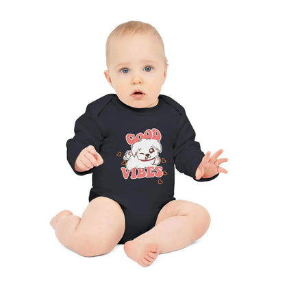 Good Vibes Baby Long-Sleeve Organic Bodysuit - Vkamian