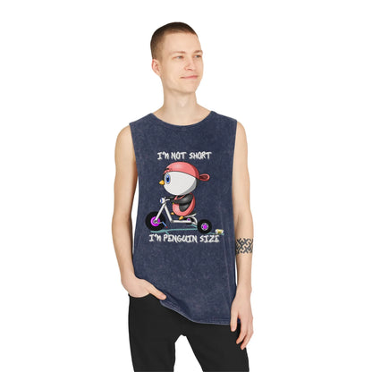 Funny Penguin Unisex Stonewash Tank Top - Vkamian